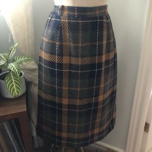 Vintage Plaid Wool Skirt